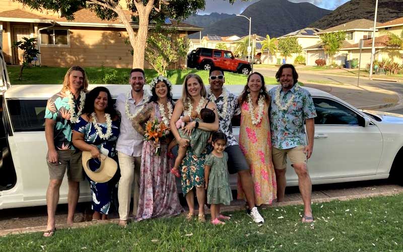 A family booked Kawika Joe's Limousine service for wedding in Oahu Hawaii